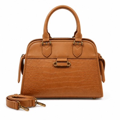 Premium Croc-Effect Satchel Handbag