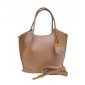 Brown Leather Bucket Bag 